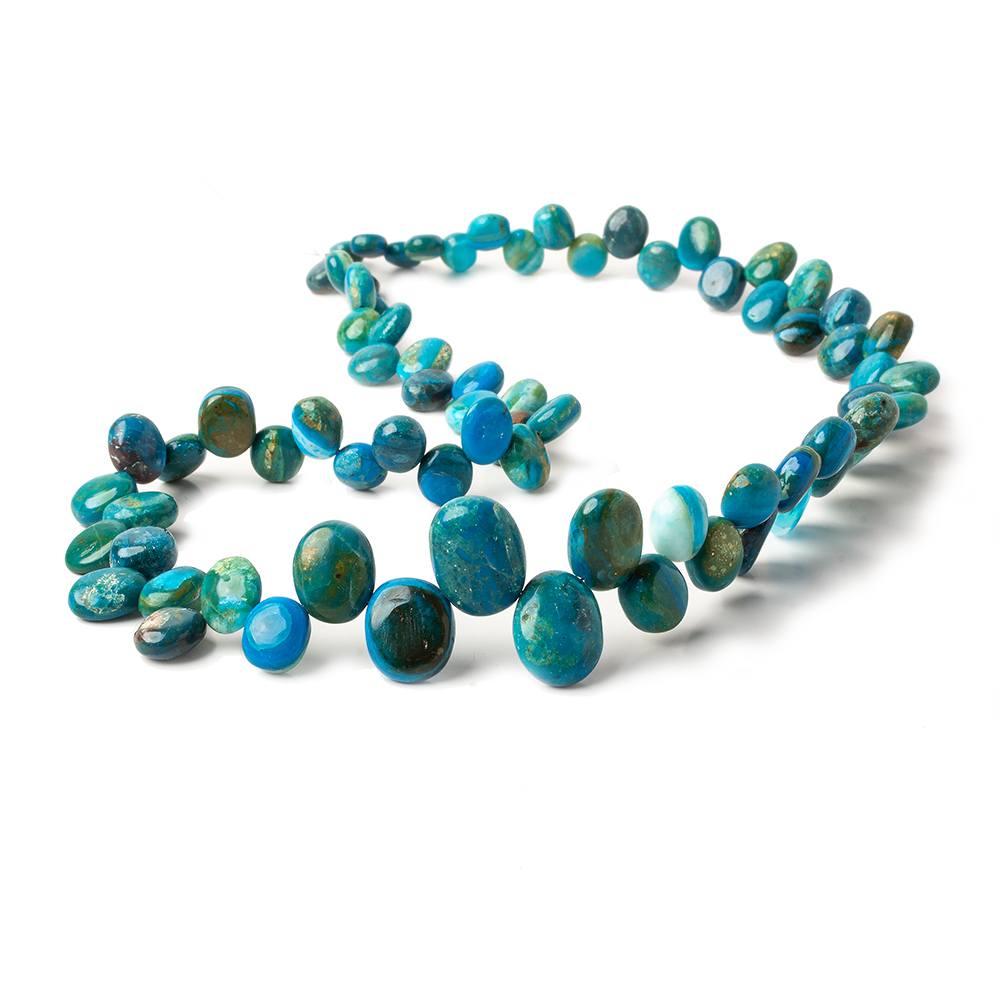 7x6-13x10mm Blue Peruvian Opalina top drilled plain oval beads 18 inch 70 pieces AAA