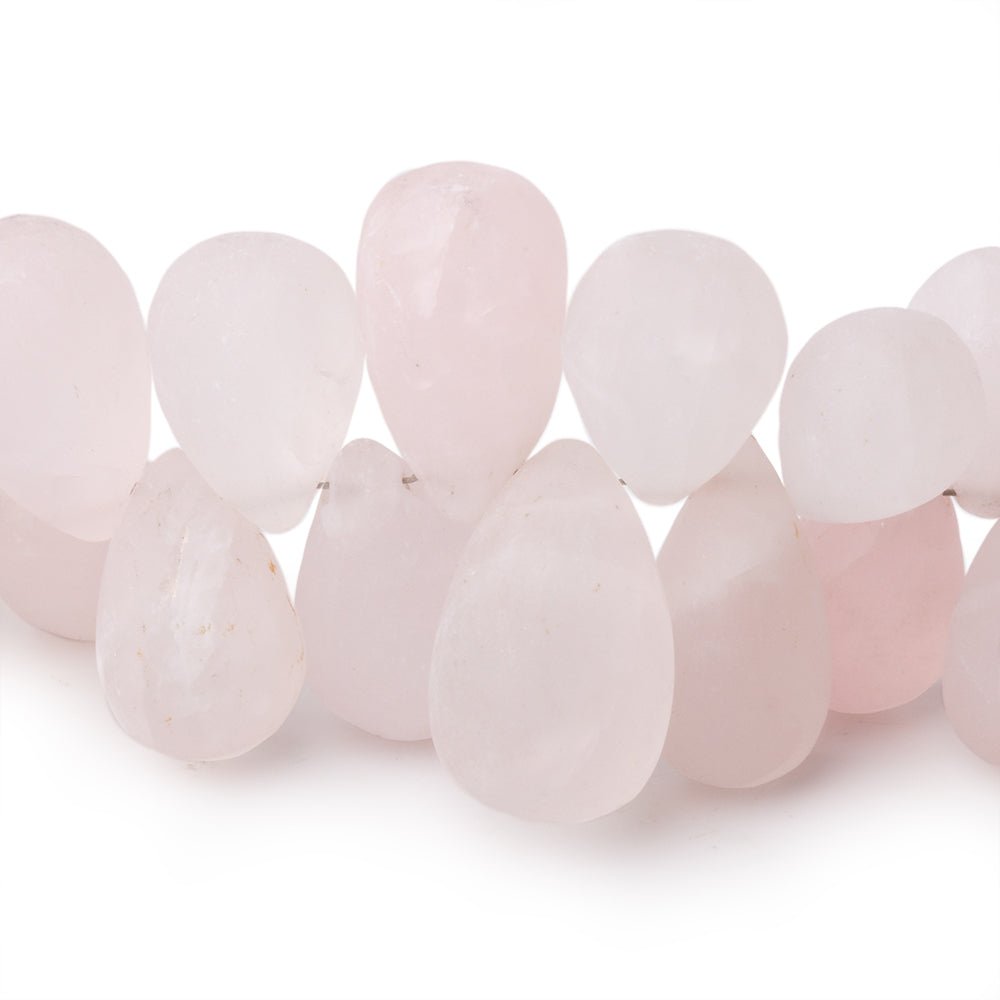 7x6-20x12mm Matte Rose Quartz Plain Tear Drops 8 inch 55 Beads