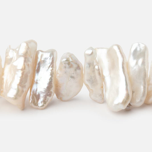 7x16-8x20mm Creamy White Biwa Freshwater Pearls 15.5 inch 57 beads AAA