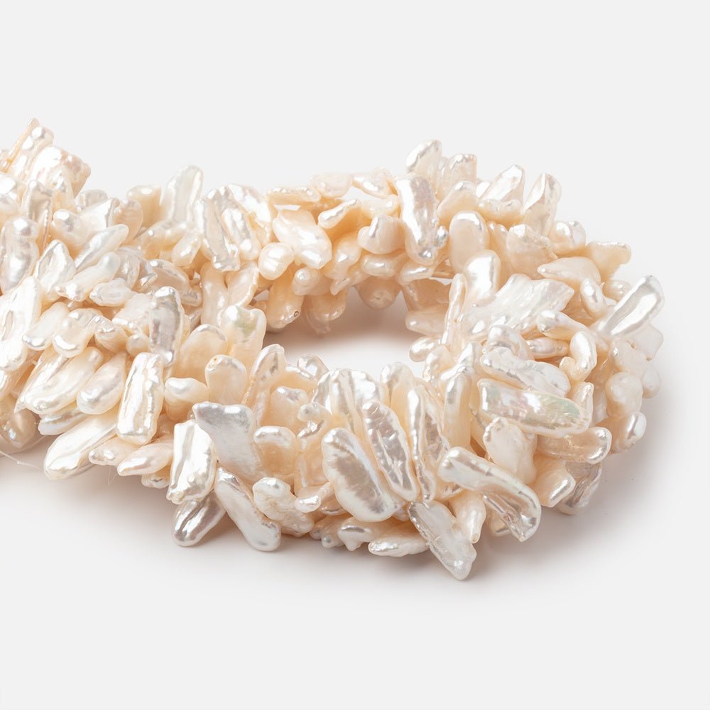 7x16-8x20mm Creamy White Biwa Freshwater Pearls 15.5 inch 57 beads AAA