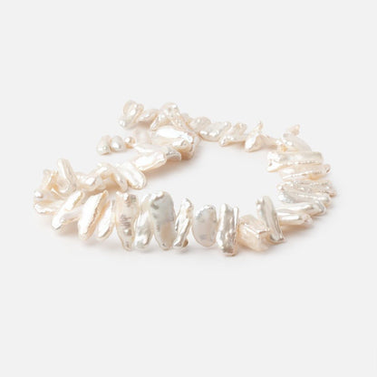 7x16-8x20mm Creamy White Biwa Freshwater Pearls 15.5 inch 57 beads AAA