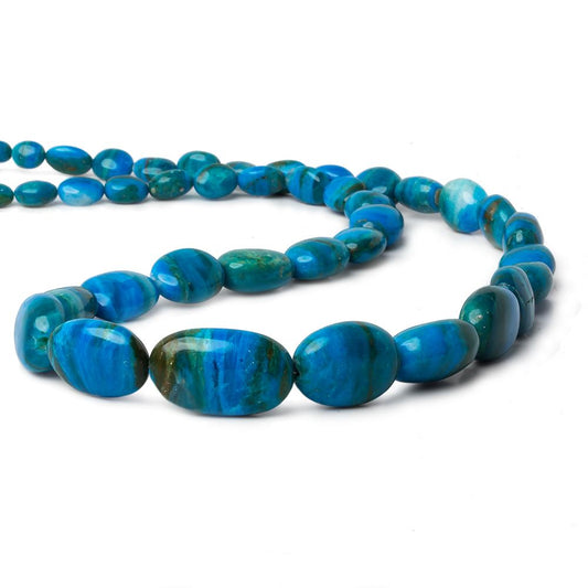 7x6-23x14mm Peruvian Blue Opal with Matrix plain oval nugget beads 19 inch 41 pcs AA