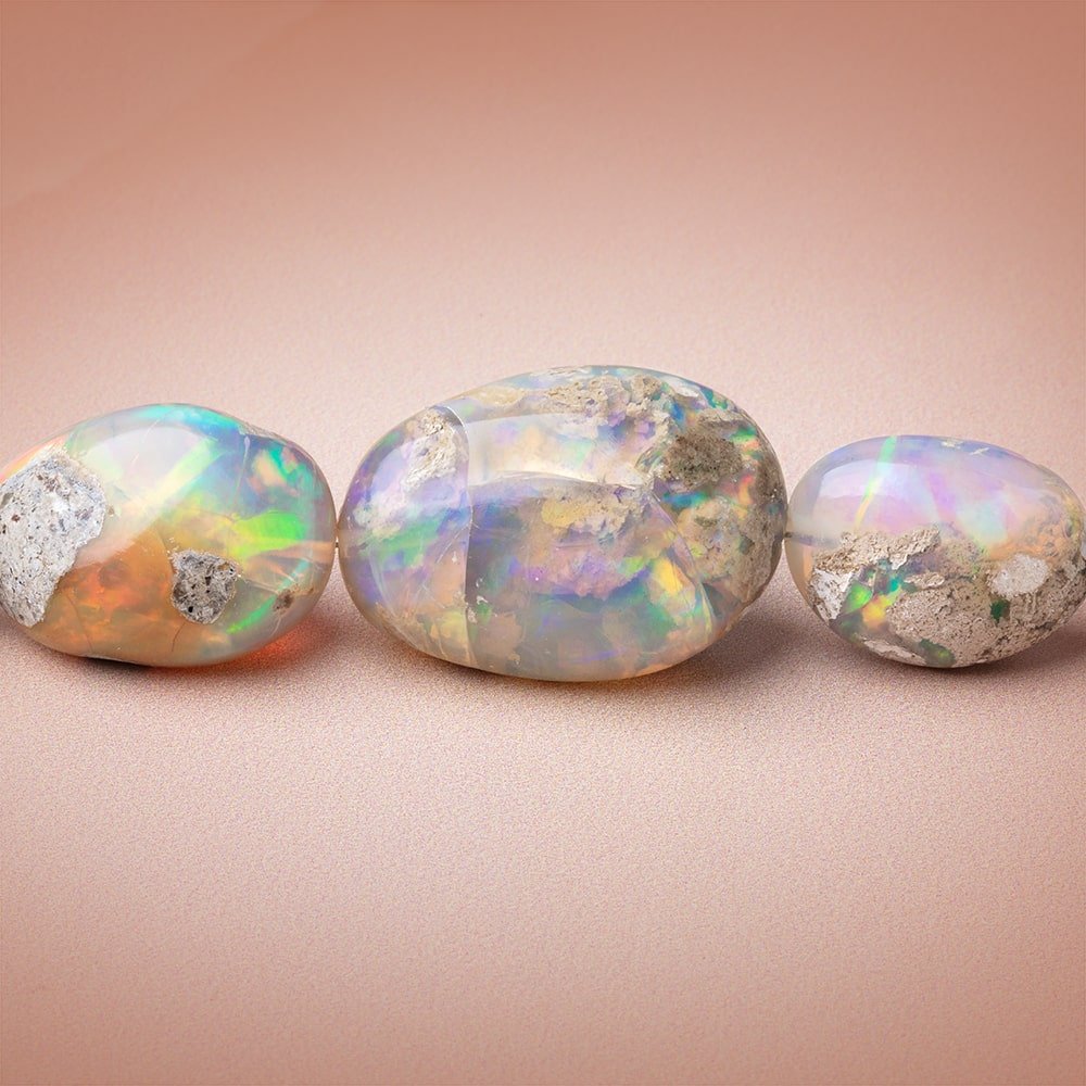 7x6-28x13mm Ethiopian Opal Plain Nugget Beads 20 inch 34 pieces AA