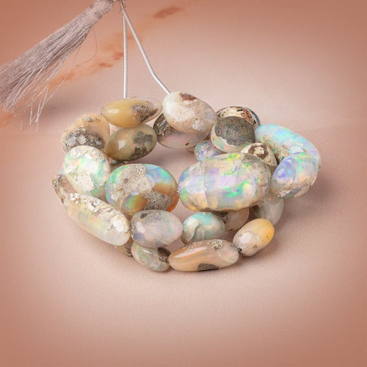 7x6-28x13mm Ethiopian Opal Plain Nugget Beads 20 inch 34 pieces AA