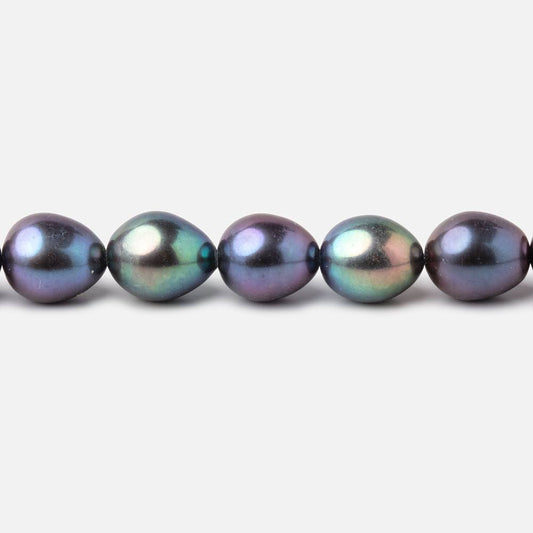7x6-8x6.5mm Peacock Straight Drill Oval Freshwater Pearls 16 inch 52 Beads