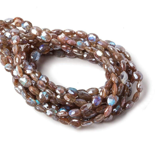 7x6-8x6mm Red Mystic Labradorite faceted oval beads 16 inch 55 pcs