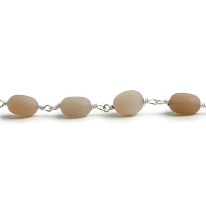 7x6-8x7mm Matte MultiColor Moonstone nugget Silver plated Chain by the foot with approximately 23 pcs