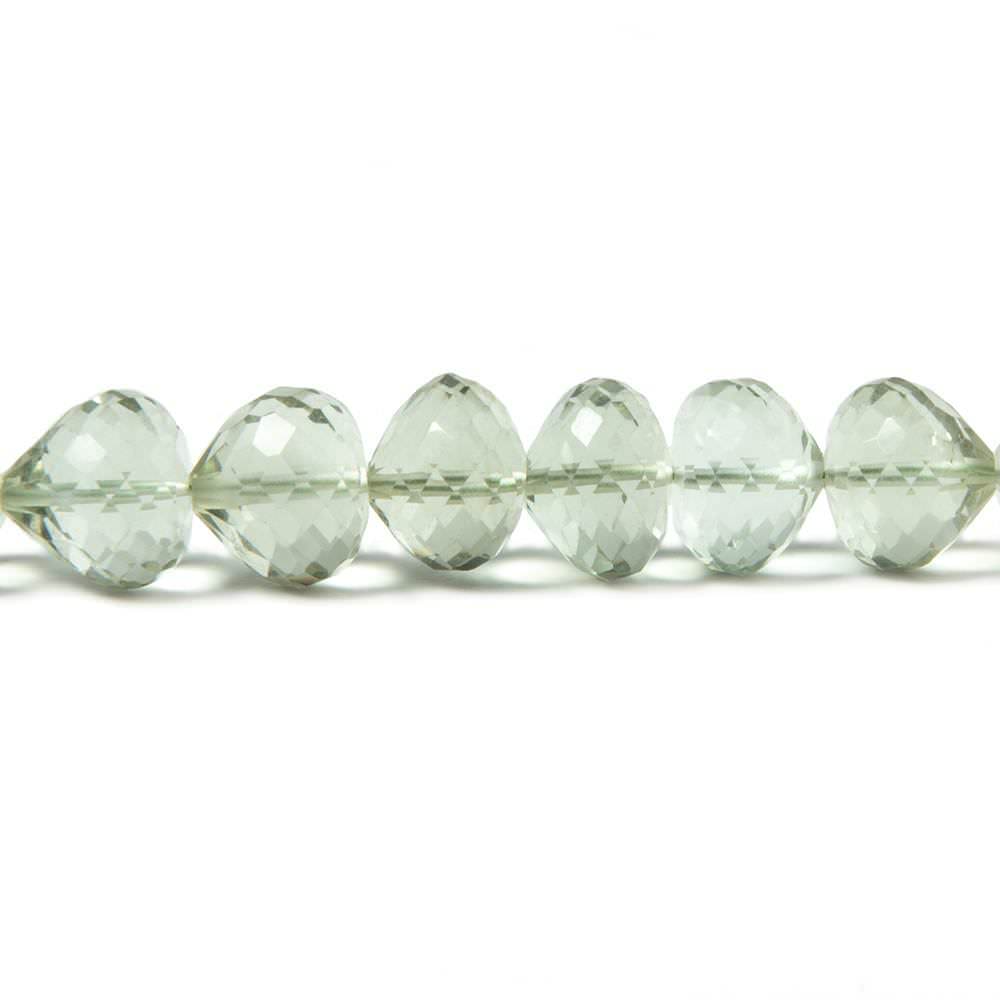 7x6-8x7mm Prasiolite center drill faceted 'Candy Kiss' 7.5 inch 33 Beads AAA
