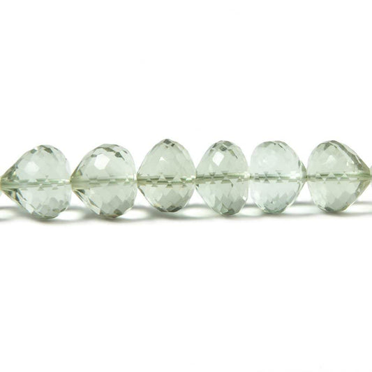 7x6-8x7mm Prasiolite center drill faceted 'Candy Kiss' 7.5 inch 33 Beads AAA