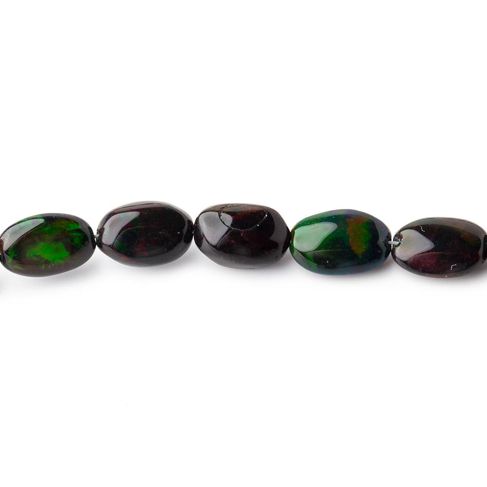7x6-9x6mm Black Ethiopian Opal Plain Oval Beads 16 inch 55 pieces AAA