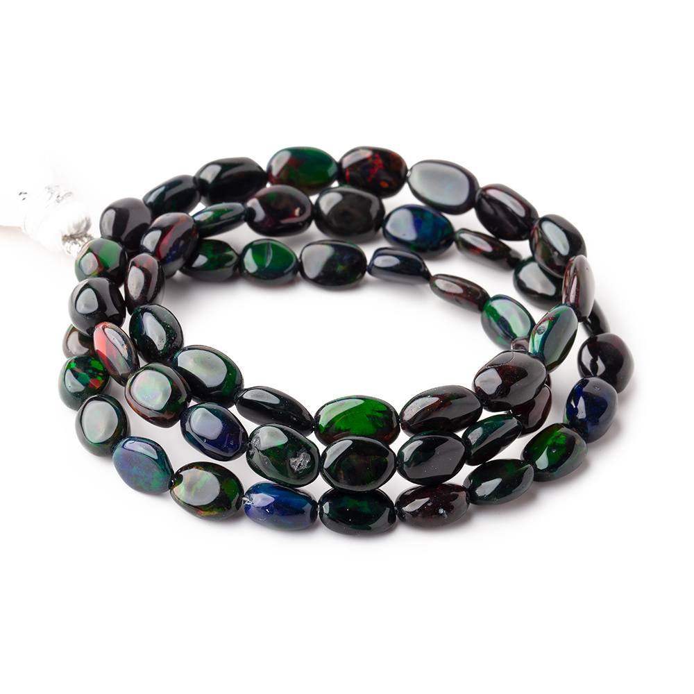 7x6-9x6mm Black Ethiopian Opal Plain Oval Beads 16 inch 55 pieces AAA