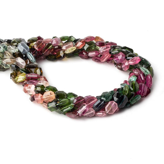 7x6-9x6mm Multi Color Tourmaline Faceted Modified Rectangles 15 inch 47 beads AA