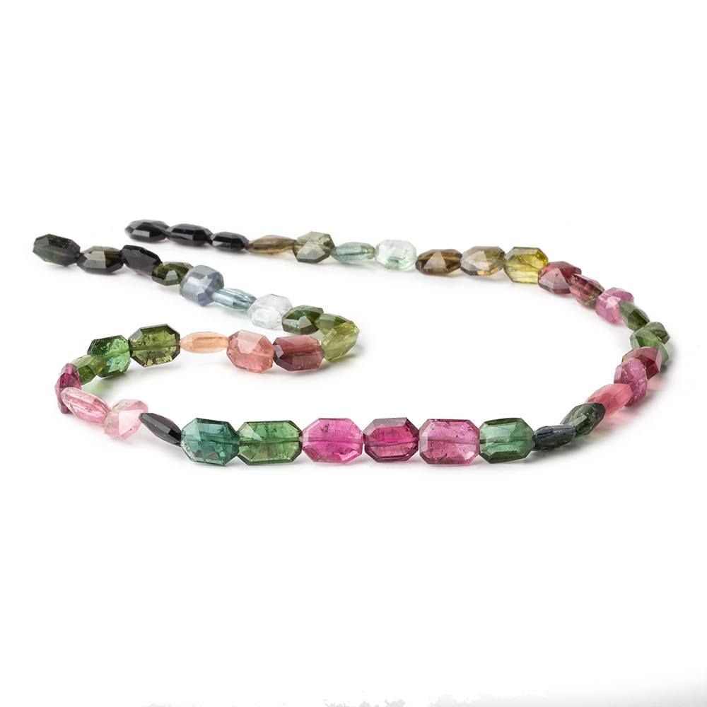 7x6-9x6mm Multi Color Tourmaline Faceted Modified Rectangles 15 inch 47 beads AA