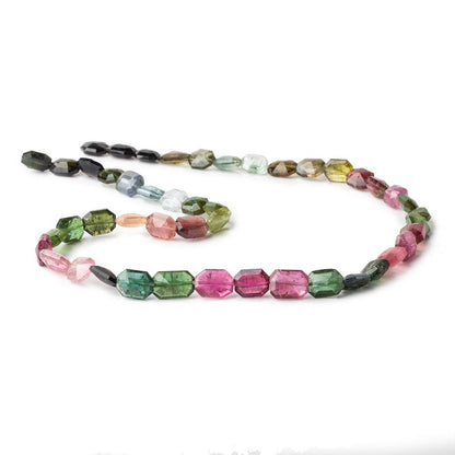 7x6-9x6mm Multi Color Tourmaline Faceted Modified Rectangles 15 inch 47 beads AA