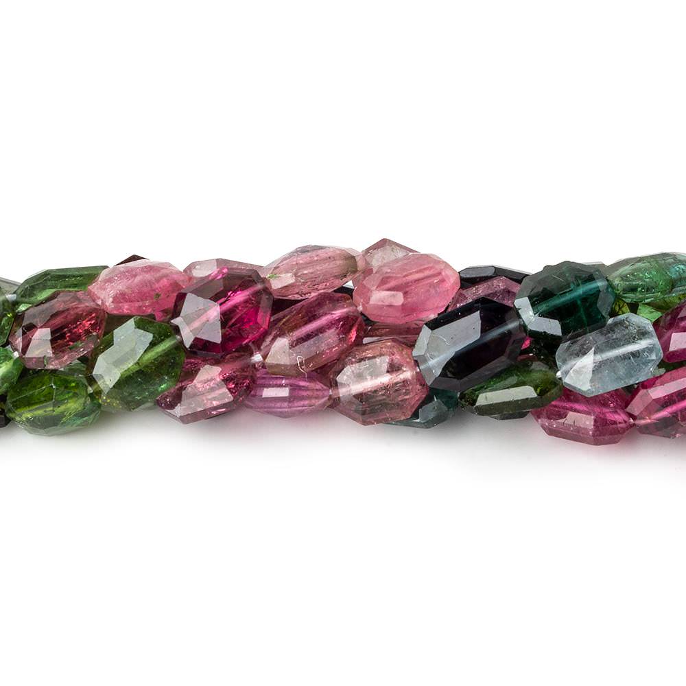 7x6-9x6mm Multi Color Tourmaline Faceted Modified Rectangles 15 inch 47 beads AA