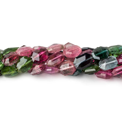 7x6-9x6mm Multi Color Tourmaline Faceted Modified Rectangles 15 inch 47 beads AA