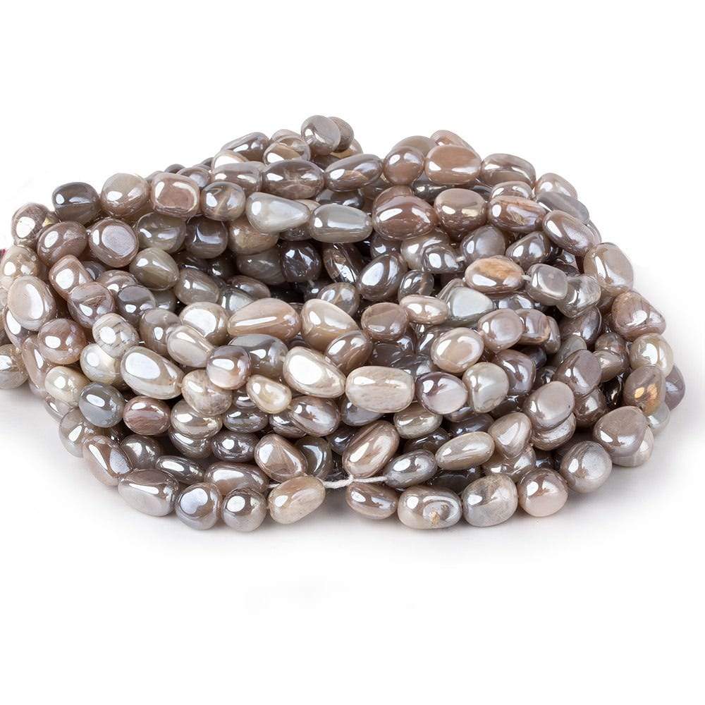 7x6-9x6mm Mystic Multi Color Moonstone plain nuggets 16 inch 55 beads