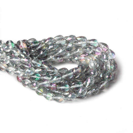 9x6mm Mystic White Topaz straight drilled faceted tear drops 9 inch 22 beads AA