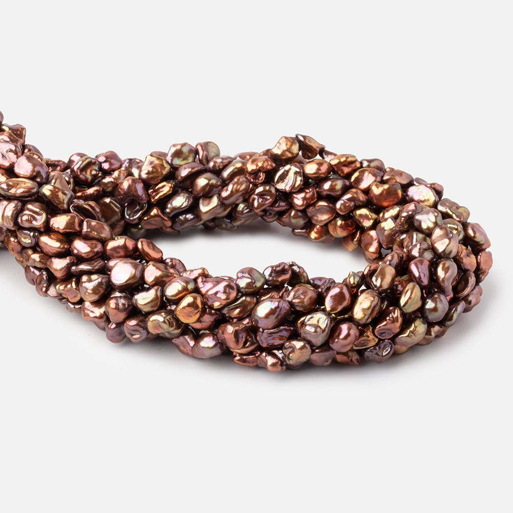 7x6-9x7mm Cinnamon Keshi Freshwater Pearl Beads 15.5 inch 50 pieces