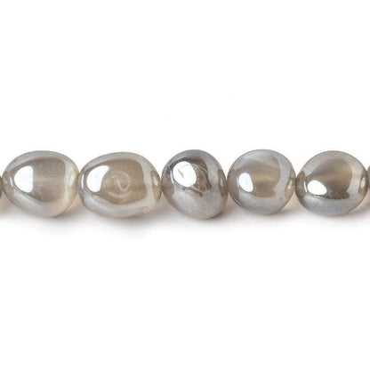 7x6-9x7mm Mystic Platinum Grey Moonstone plain nuggets 16 inch 48 beads
