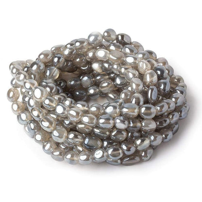 7x6-9x7mm Mystic Platinum Grey Moonstone plain nuggets 16 inch 48 beads
