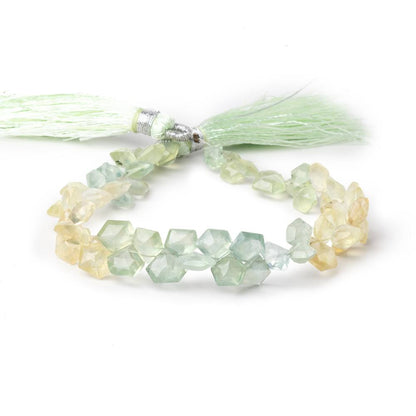 7x6-9x8mm Prehnite Faceted Pentagonal Beads 8 inch 55 pieces