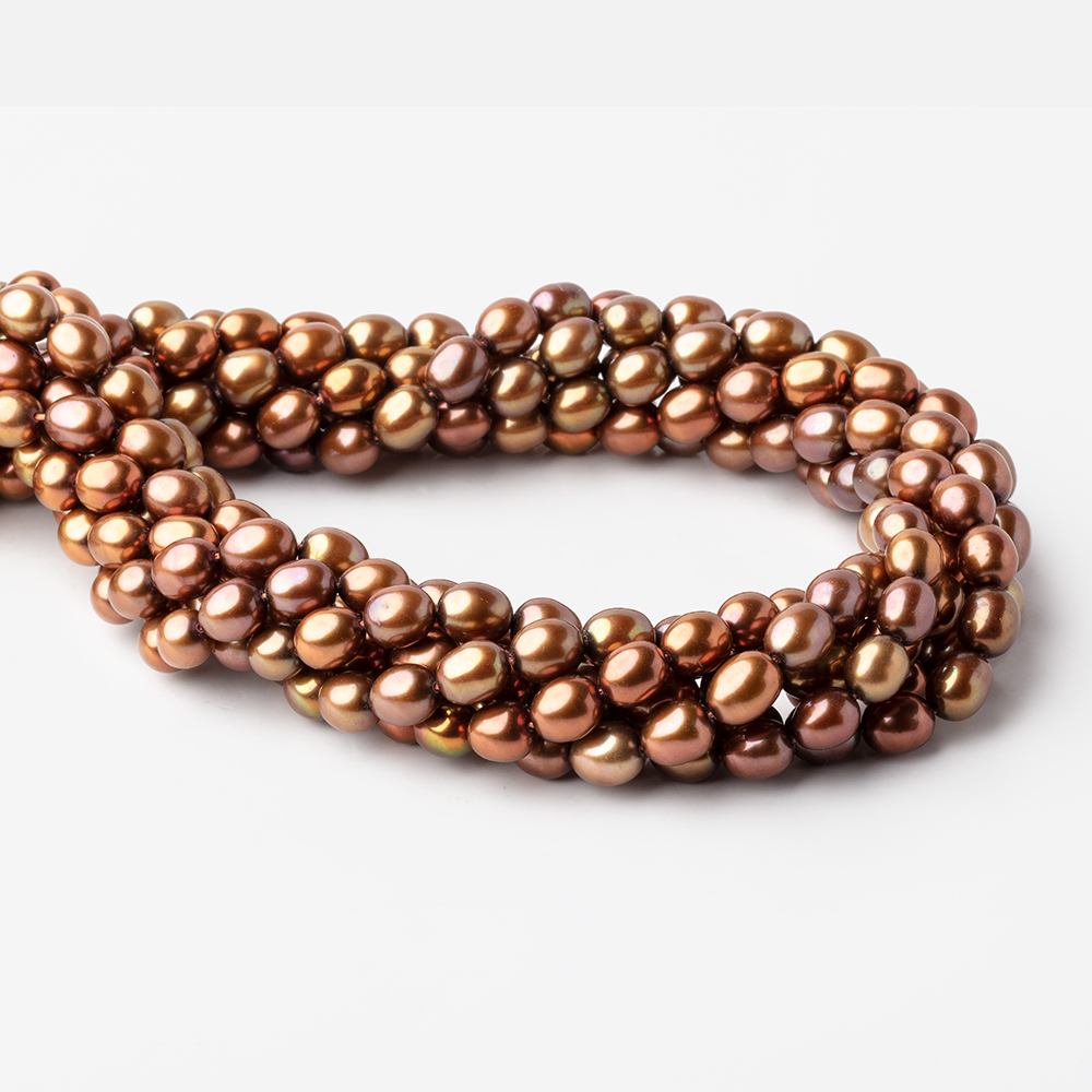 7x6mm Chestnut Oval Freshwater Pearls 16 inch 55 pieces
