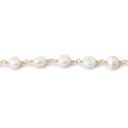 7x6mm Cream Baroque Freshwater Pearl Vermeil Chain by the foot 25 beads