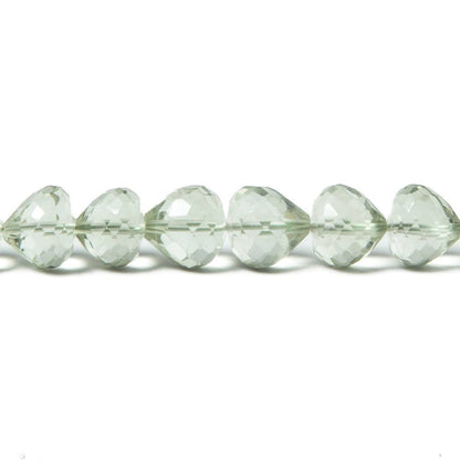 7x6mm Prasiolite center drill faceted 'Candy Kiss' 7.5 inch 33 Beads AAA