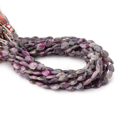 7x6mm Ruby in Marble Matrix Straight Drill Faceted Pear Beads 8 inch 26 pieces