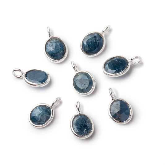 7x6mm Sterling Silver Bezel Blue Sapphire Rose Cut Oval 1 Pendant