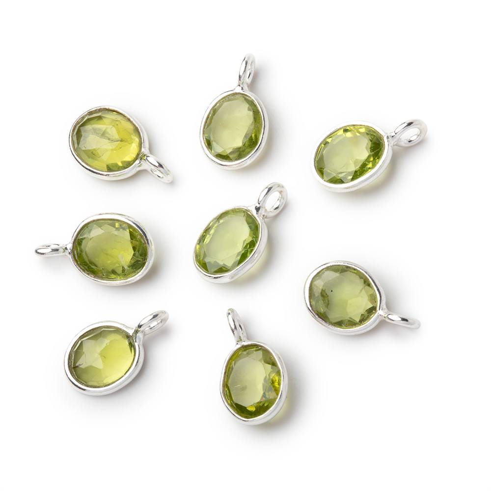 7x6mm Sterling Silver Bezel Peridot Rose Cut Oval Pendant 1 piece