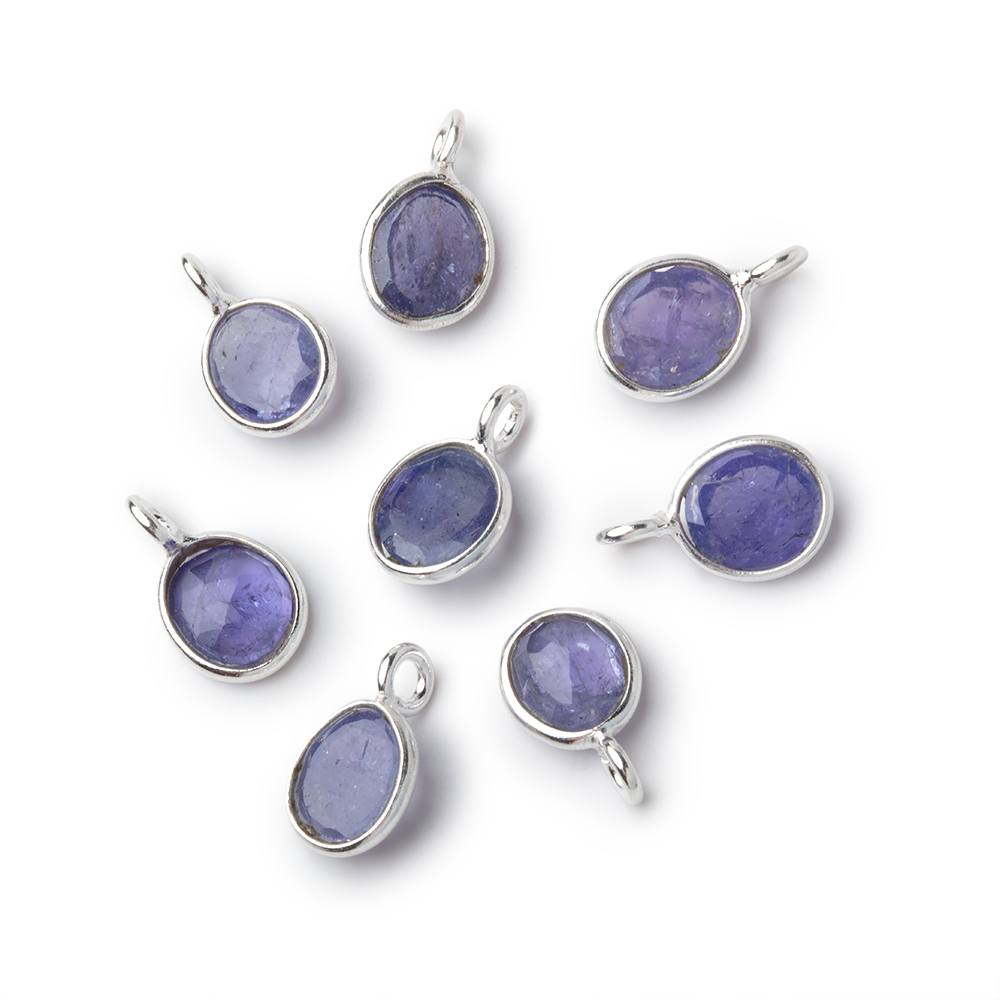 7x6mm Sterling Silver Bezel Tanzanite Rose Cut Oval Pendant 1 piece