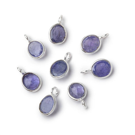 7x6mm Sterling Silver Bezel Tanzanite Rose Cut Oval Pendant 1 piece