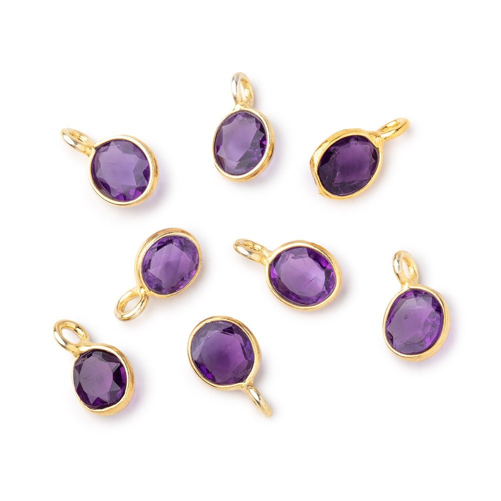 7x6mm Vermeil Bezel Amethyst Rose Cut Oval Pendant 1 piece
