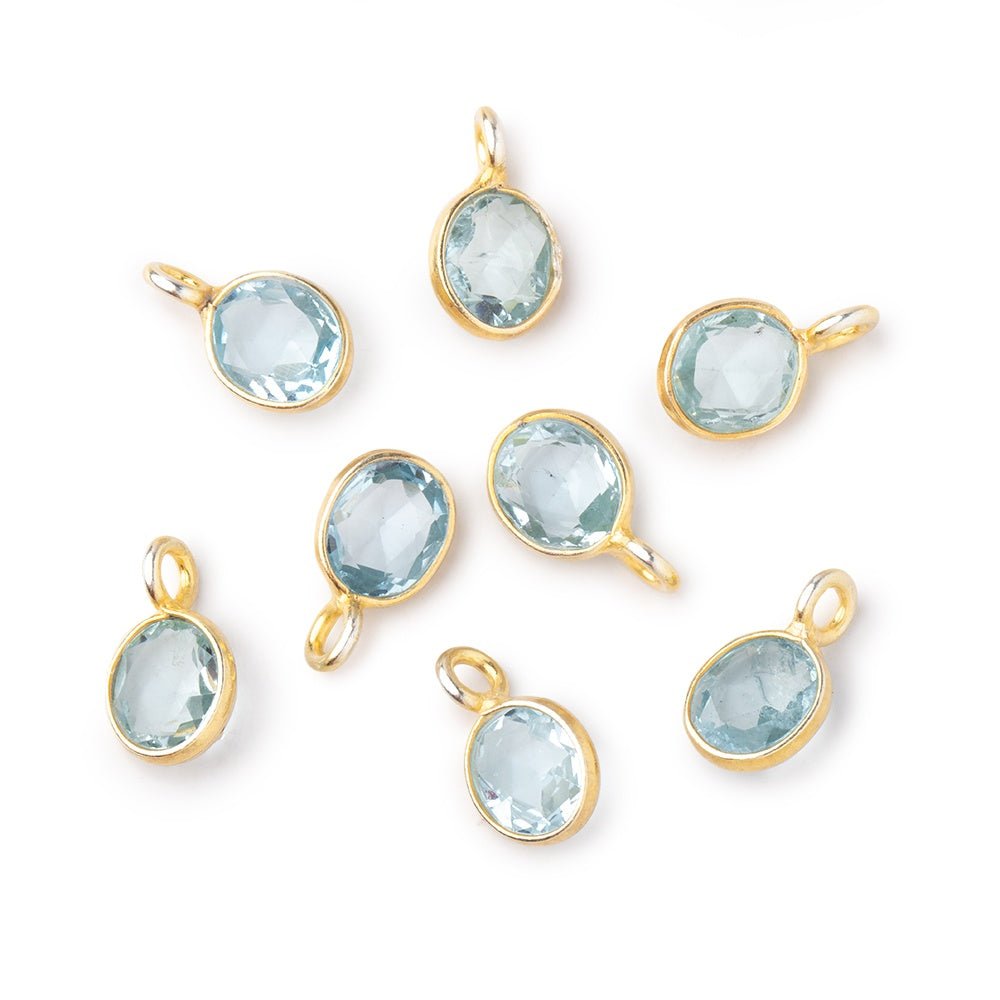 7x6mm Vermeil Bezel Blue Topaz Rose Cut Oval Pendant 1 piece