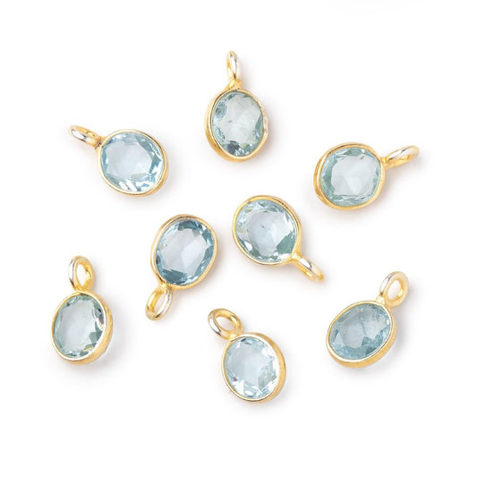 7x6mm Vermeil Bezel Blue Topaz Rose Cut Oval Pendant 1 piece