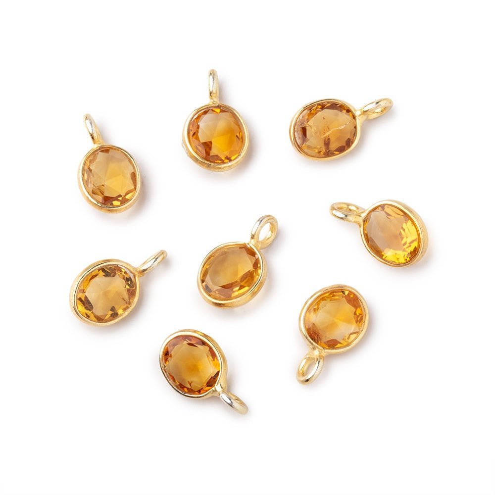 7x6mm Vermeil Bezel Citrine Rose Cut Oval Pendant 1 piece