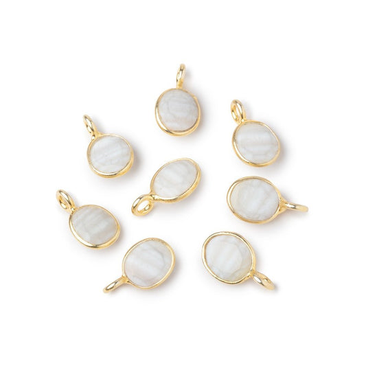 7x6mm Vermeil Bezel Mother of Pearl Rose Cut Oval Pendant 1 piece