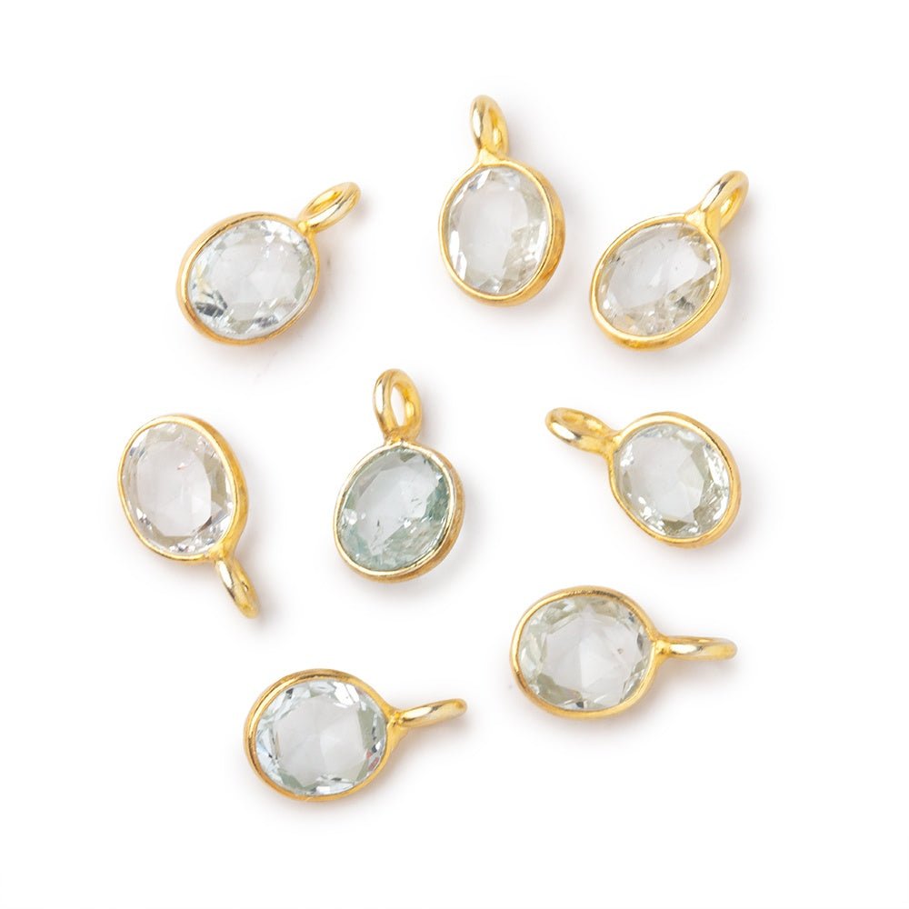 7x6mm Vermeil Bezel Natural Topaz Rose Cut Oval Pendant 1 piece