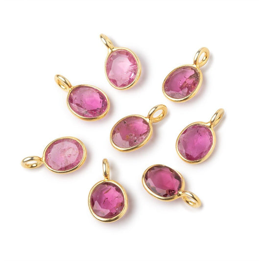 7x6mm Vermeil Bezel Pink Tourmaline Rose Cut Oval Pendant 1 piece