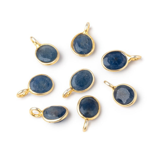 7x6mm Vermeil Bezel Sapphire Rose Cut Oval Pendant 1 piece