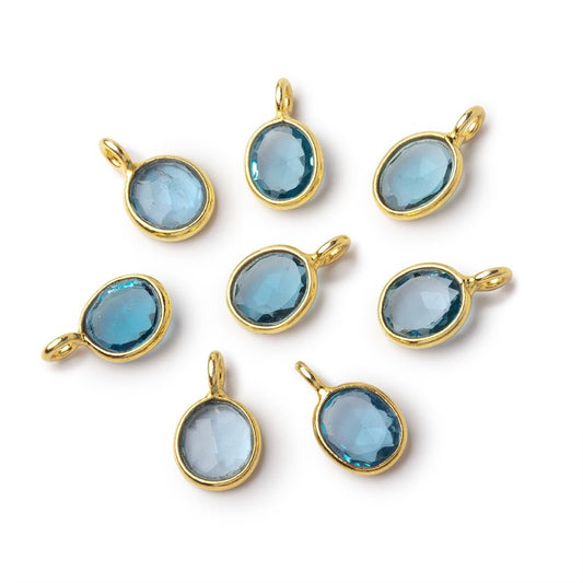7x6mm Vermeil Bezel Swiss Blue Topaz Rose Cut Oval Pendant 1 piece