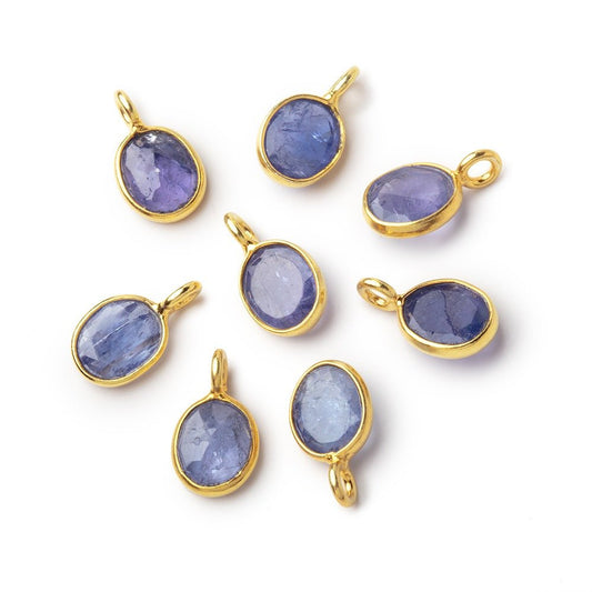 7x6mm Vermeil Bezel Tanzanite Rose Cut Oval Pendant 1 piece