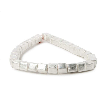 6mm Silver Plated Brushed Cube Beads 8 inch 30 pieces