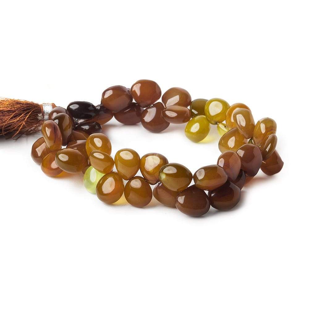 7x7-10x10mm Multi Color Chalcedony Plain Heart Beads 8 inch 47 pieces