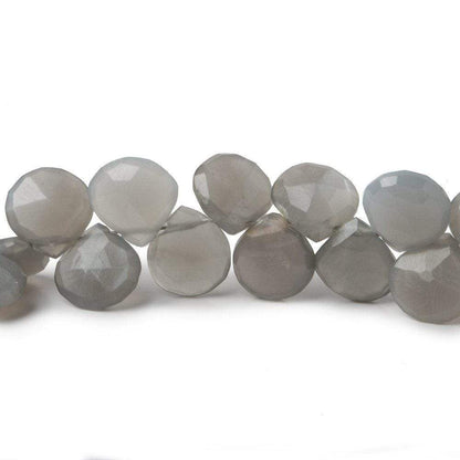 7x7-10x10mm Platinum Grey Moonstone faceted heart briolette 8 inch 50 Beads