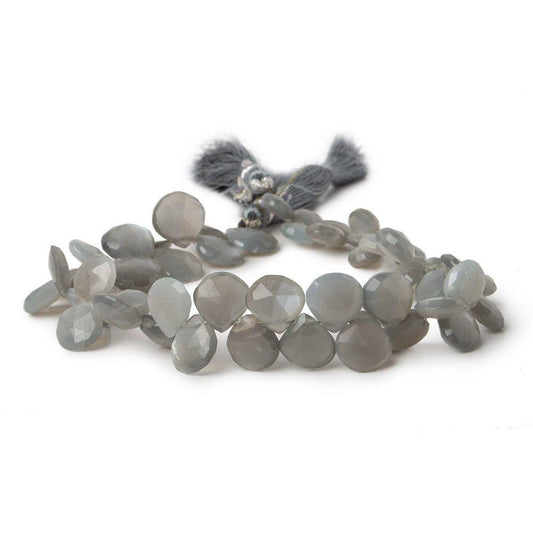 7x7-10x10mm Platinum Grey Moonstone faceted heart briolette 8 inch 50 Beads