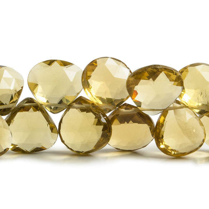 7x7-11x11mm Whiskey Quartz Faceted Heart Beads 8 inch 39 pieces