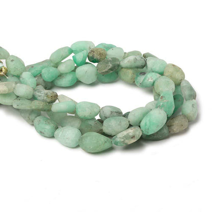 7x7-11x9mm Matte Colombian Emerald plain nugget beads 7.5 inch 17 pieces